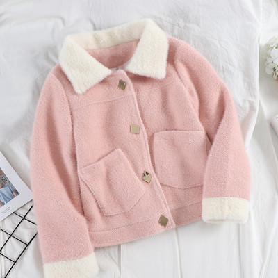 Νέο μοντέλο κοντό γυναικείο παλτό με κολάρο και τσέπες σε τρία χρώματα