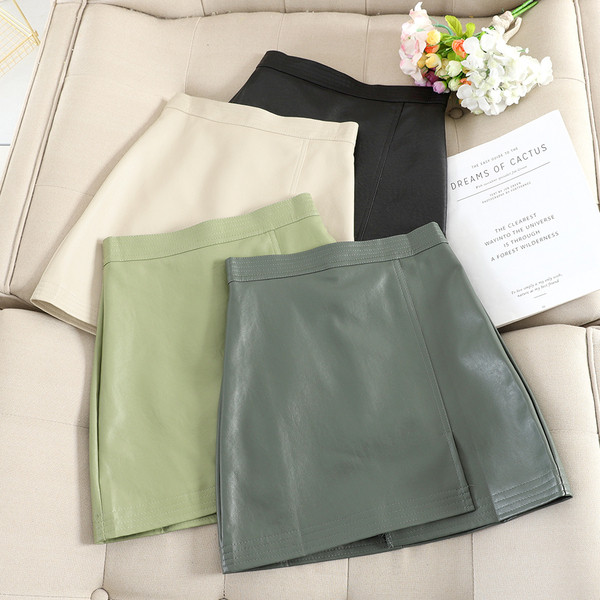 Μοντέρνα γυναικεία έκο δερμάτινη φούστα σε τέσσερα χρώματα