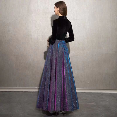 ÚJ modell női hosszú hivatalos ruha, hosszú ujjal, magas derékkal, három színben