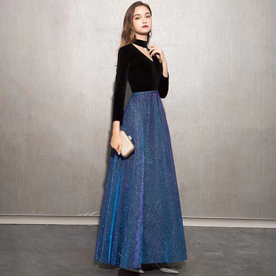 ÚJ modell női hosszú hivatalos ruha, hosszú ujjal, magas derékkal, három színben