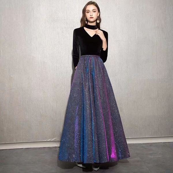 ÚJ modell női hosszú hivatalos ruha, hosszú ujjal, magas derékkal, három színben