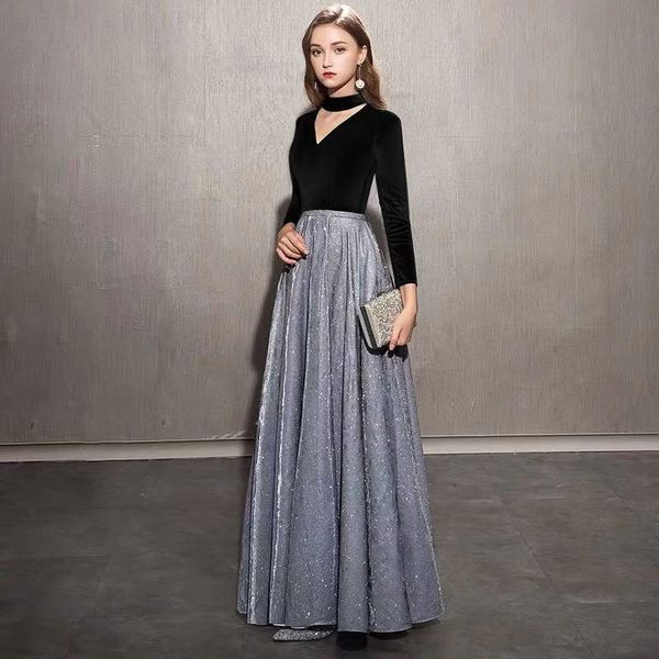 ÚJ modell női hosszú hivatalos ruha, hosszú ujjal, magas derékkal, három színben