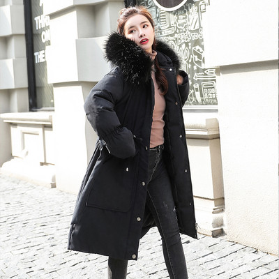 Χειμερινό γυναικείο μοντέρνο μπουφάν με γούνα και με κουκούλα σε διάφορα χρώματα