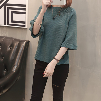 Bluză de damă modernă asimetrică cu decolteu oval și mâneci 3/4