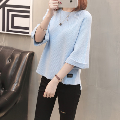 Bluză de damă modernă asimetrică cu decolteu oval și mâneci 3/4