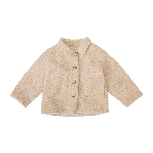 Palton modern pentru copii pentru baieti cu nasturi in maro si bej