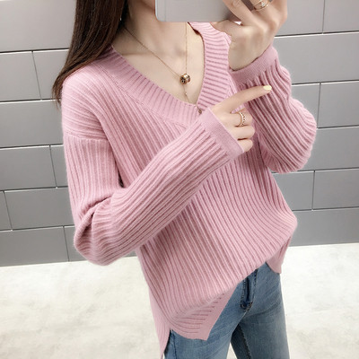 Μοντέρνα γυναικεία μπλούζα με μακριά μανίκια και λαιμόκοψη σε διάφορα χρώματα