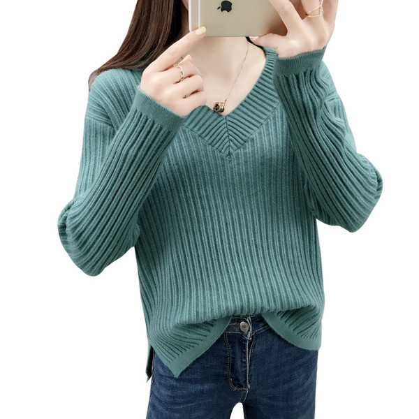 Μοντέρνα γυναικεία μπλούζα με μακριά μανίκια και λαιμόκοψη σε διάφορα χρώματα