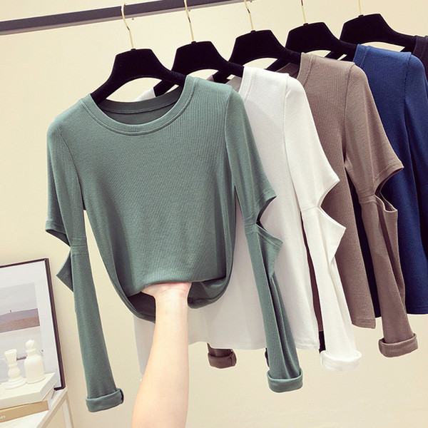 Περιστασιακή γυναικεία μπλούζα με αποκοπές και μεγέθη μέχρι 5XL