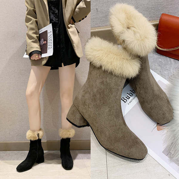 Γυναικείες μπότες με γολυνα σε μαύρο και καφέ χρώμα