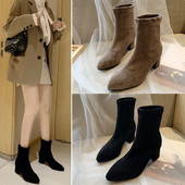 Model ascutit de cizme dama in negru si maro