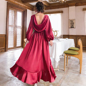 Rochie lungă de damă modernă cu spatele gol în roșu