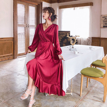 Rochie lungă de damă modernă cu spatele gol în roșu