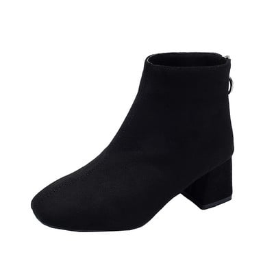 Μοντέρνες γυναικείες μπότες σε οικολογικό σουέτ με φερμουάρ σε διάφορα χρώματα - δύο μοντέλα