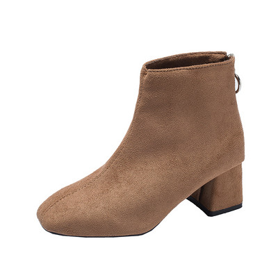 Μοντέρνες γυναικείες μπότες σε οικολογικό σουέτ με φερμουάρ σε διάφορα χρώματα - δύο μοντέλα