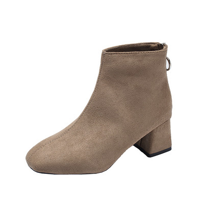 Μοντέρνες γυναικείες μπότες σε οικολογικό σουέτ με φερμουάρ σε διάφορα χρώματα - δύο μοντέλα