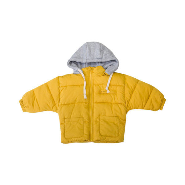 Geaca de iarna pentru copii model nou pentru baieti cu gluga in culorile alb, negru, galben si rosu