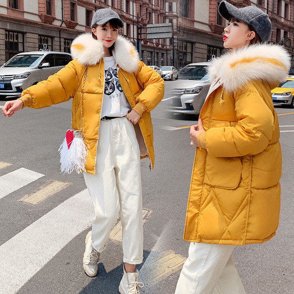 Geaca de iarna de dama actuala cu puf pe gluga - mai multe culori