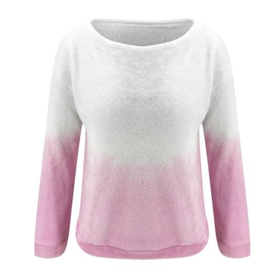 Μοντέρνο χνουδωτό γυναικείο πουλόβερ  με λαιμόκοψη