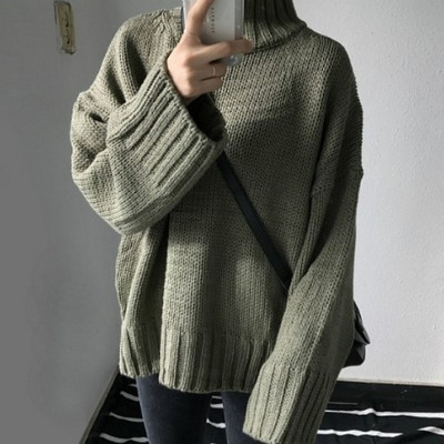 Modern női pulóver magas gallérral, három színben