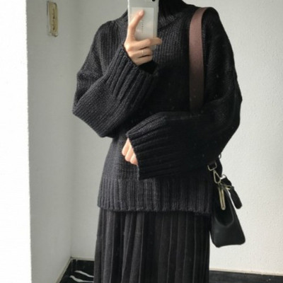 Modern női pulóver magas gallérral, három színben