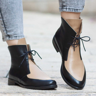 Νέο μοντέλο γυναικείες μπότες από συνθετικό δέρμα με δεσμούς σε πέντε χρώματα