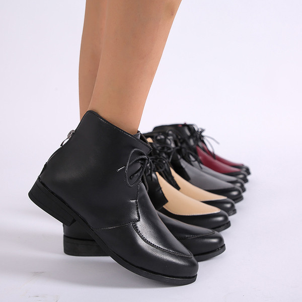 Νέο μοντέλο γυναικείες μπότες από συνθετικό δέρμα με δεσμούς σε πέντε χρώματα