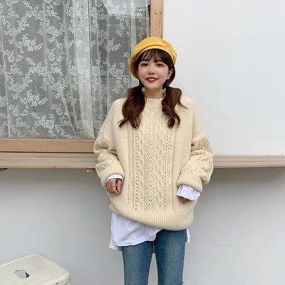 Μοντέρνο γυναικείο πουλόβερ με στρογγυλη ντεκολτέ σε διάφορα χρώματα