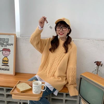 Μοντέρνο γυναικείο πουλόβερ με στρογγυλη ντεκολτέ σε διάφορα χρώματα