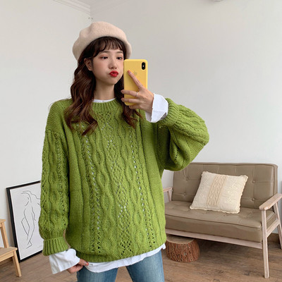 Μοντέρνο γυναικείο πουλόβερ με στρογγυλη ντεκολτέ σε διάφορα χρώματα