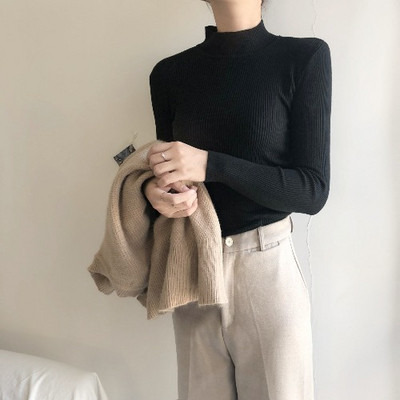 Pulover de damă cu guler înalt în nouă culori