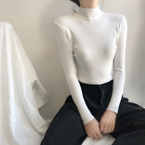 Pulover de damă cu guler înalt în nouă culori