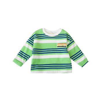 Παιδικό καθημερινό ριγέ πουκάμισο σεπράσινο και πορτοκαλί  χρώμα 