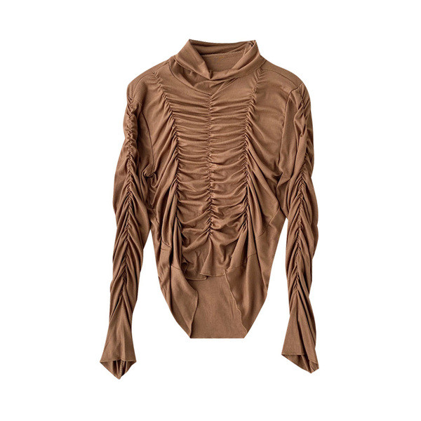 Bluză de damă modernă cu guler înalt și mâneci lungi în mai multe culori