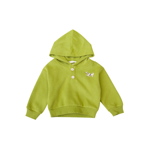 Νέο μοντέλο παιδικό φούτερ με κουκούλα με κουμπιά για αγόρια σε πράσινο και πορτοκαλί χρώμα