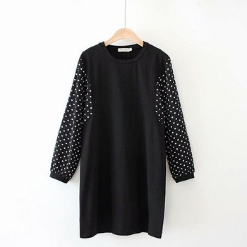 Γυναικείο Casual κοντό φόρεμα με μακρύ μανίκι σε μαύρο O-Neck