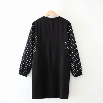 Γυναικείο Casual κοντό φόρεμα με μακρύ μανίκι σε μαύρο O-Neck