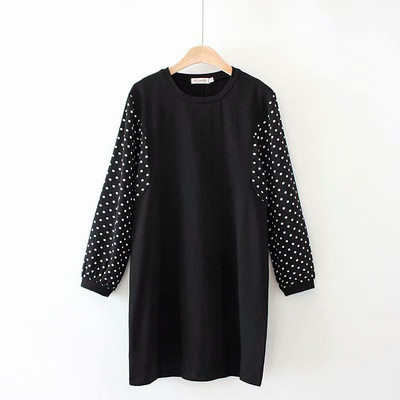 Γυναικείο Casual κοντό φόρεμα με μακρύ μανίκι σε μαύρο O-Neck