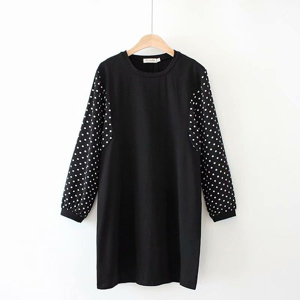 Γυναικείο Casual κοντό φόρεμα με μακρύ μανίκι σε μαύρο O-Neck