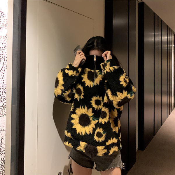 Μακρύ και φαρδύ φούτερ με φερμουάρ και κορδέλα