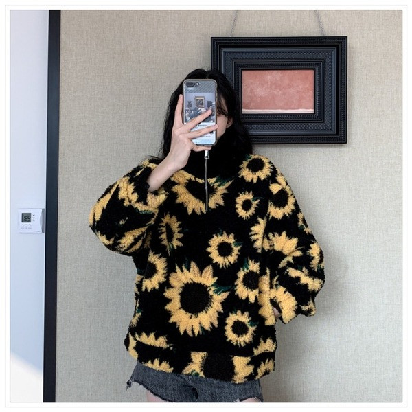 Μακρύ και φαρδύ φούτερ με φερμουάρ και κορδέλα