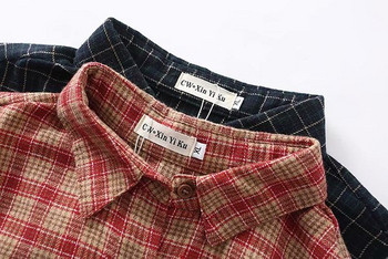 Alkalmi női kockás ruha klasszikus gallérral és hosszú ujjú rózsaszín és fekete színben