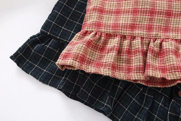 Alkalmi női kockás ruha klasszikus gallérral és hosszú ujjú rózsaszín és fekete színben