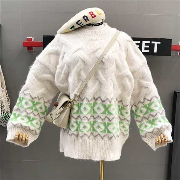 Pulover de iarna de dama model nou cu decolteu oval in doua culori