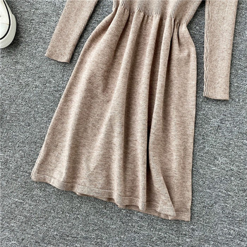 Alkalmi női ruha hosszú ujjal és gallérral bézs és piros színben