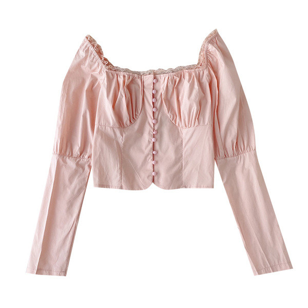 Cămașă de damă cu umerii goi și nasturi în mai multe culori