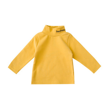 Модерна детска блуза с висока поло яка и бродерия в няколко цвята