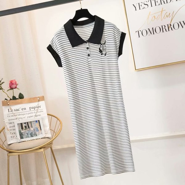 Γυναικείο Σύντομο Φόρεμα  με Κλασσικό Κολάρο σε Λευκό και Κίτρινο χρώμα