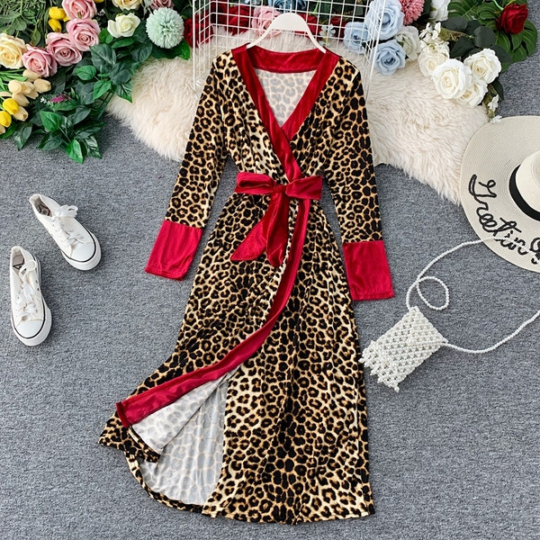 Rochie de dama eleganta cu panglica si model animal in doua culori