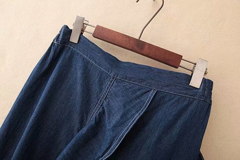 Νέο μοντέλο γυναικεία φούστα denim ασύμμετρη μοτίβο με μπλε χρώμα